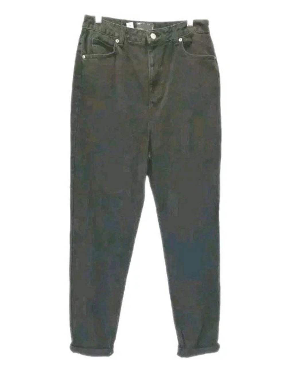 ASOS Mom Jeans Black Stretch Denim High Waisted Raw Hems Woman 8 Tall 28/34 New